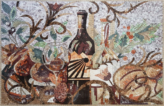 Wine Motif Mosaic Backsplash for Your Kitchen | Food Mosaics  | iMosaicArt