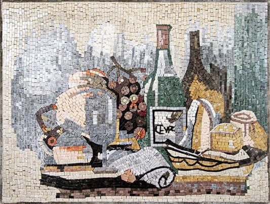 Handcrafted Wine Mosaic Kitchen Splashback | Food Mosaics  | iMosaicArt