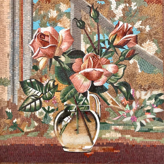 Unique Mosaic Floral Tile Art  | Flower Mosaics | iMosaicArt