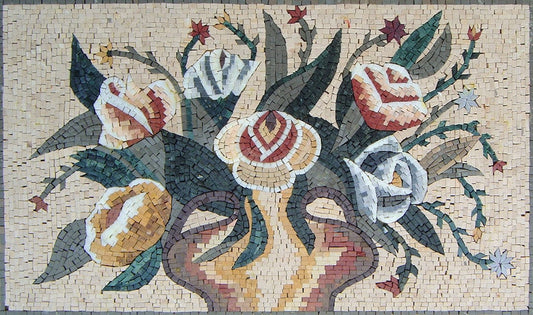 Mosaic Vase With Natural Stones | Flower Mosaics | iMosaicArt