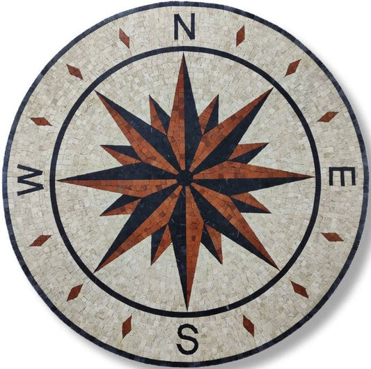 Handcrafted Compass Mosaic Artwork | Geometric Mosaics | iMosaicArt