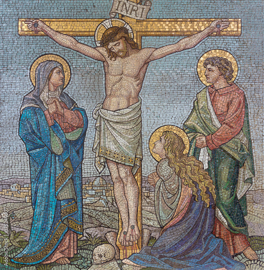 The Mosaic Religious Art Of The Crucifixion In Church St. Barnabas