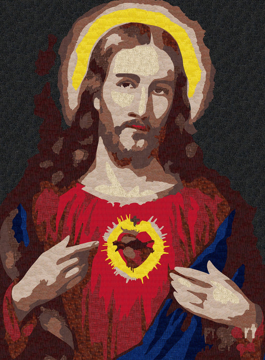 Mosaic Religious Art - The Sacred Heart Of Jesus | Portrait Mosaics | iMosaicArt