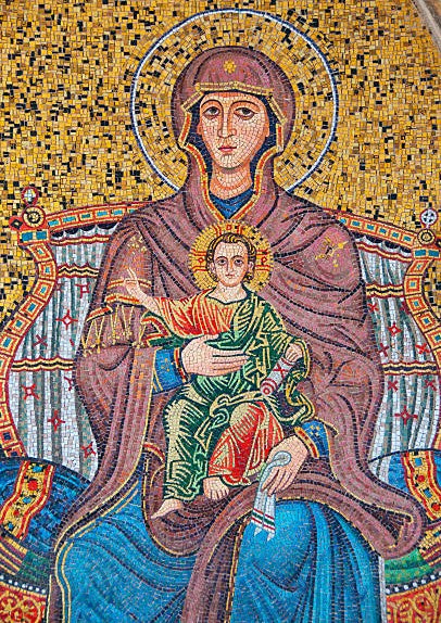 Mosaic Art Religious - Mosaic of Mary & the baby Jesus