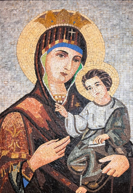 Virgin Mary & Baby Jesus - Mosaic Religious