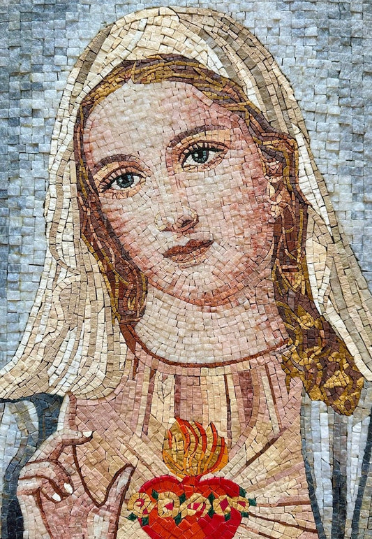 Virgin Mary With Heart - Mosaic Portrait