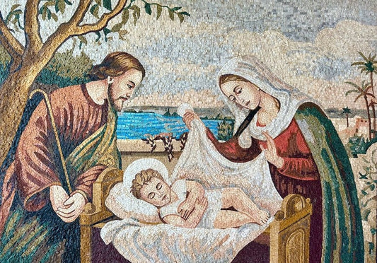 Natural Stone Mosaic Mural - The Holy Family