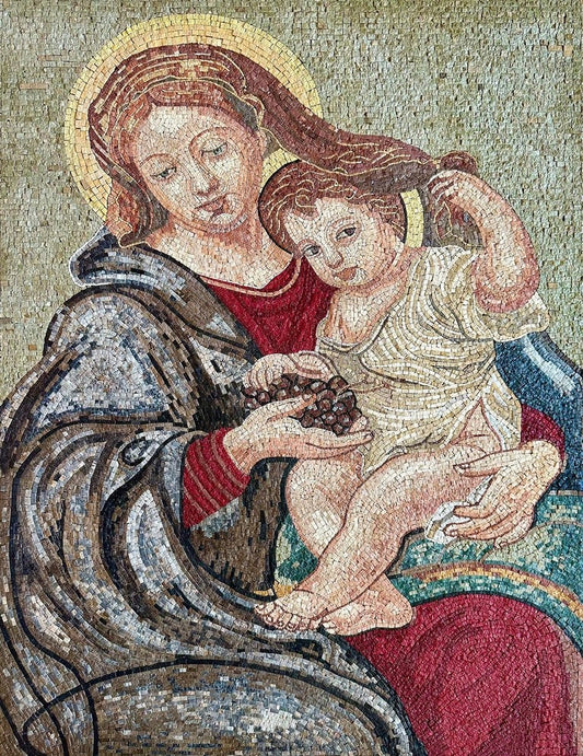 Mosaic Religious Art - Virgin Mary & Baby Jesus Mosaic