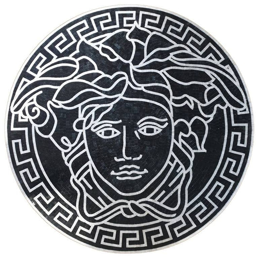 Unique Black Versace Mosaic Medallion Art | Roman Mosaics | iMosaicArt