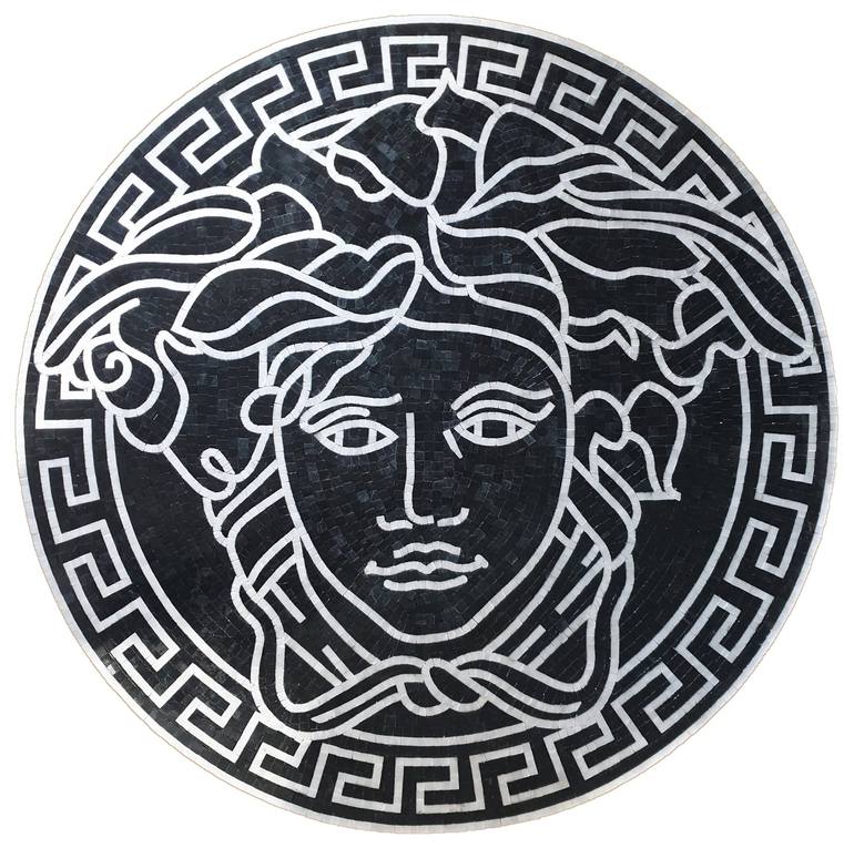 Unique Black Versace Mosaic Medallion Art | Roman Mosaics | iMosaicArt