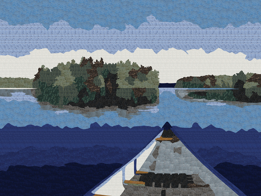 Early Evening Padel Mosaic Scenery  - Landscape Mosaic Art By Ken Kirsch | Nautical Mosaics | iMosaicArt