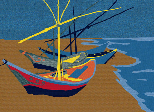 Fishing Boats On The Beach By Van Gogh - Mosaic Reproduction | Nautical Mosaics | iMosaicArt