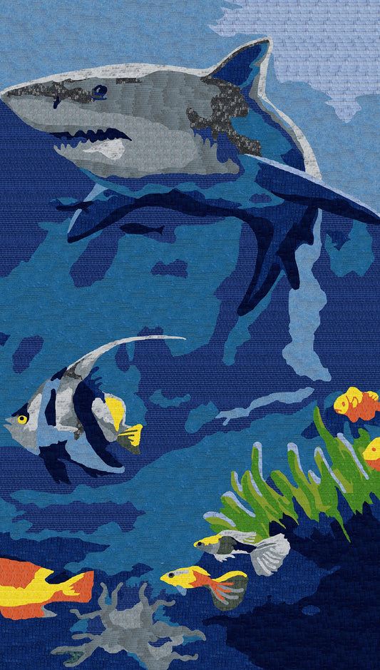 Underwater Mosaic Dolphin - Sea Life Art | Nautical Mosaics | iMosaicArt