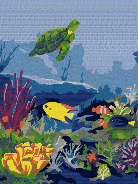 Nautical Mosaic Scene - Mosaic Art Sea Turtle | Nautical Mosaics | iMosaicArt
