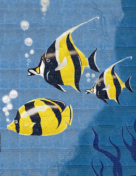 Under The Sea Tropical Mosaic Fish Mural | Nautical Mosaics | iMosaicArt