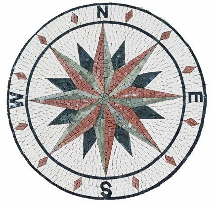 Compass Tile Floor Medallion - Mosaic Design