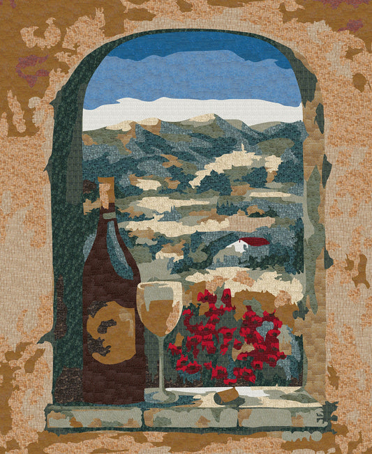 Wine And Poppies Mosaic Scene by Marilyn Dunlap - Mosaic Tile Backsplash | Nature Mosaics | iMosaicArt