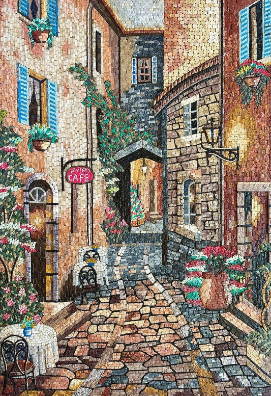 Landscape Mosaic Art - French Cafe Street