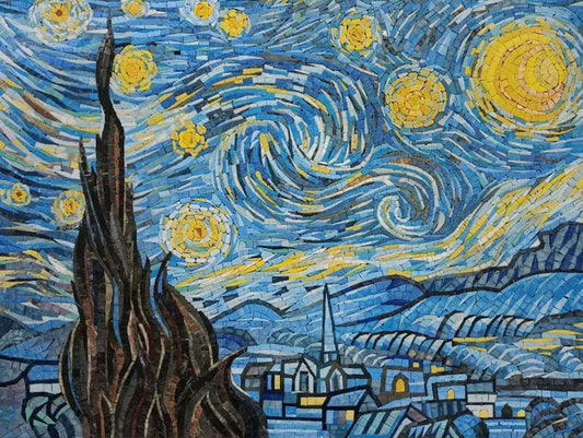 A Mosaic Homage to Van Gogh's Starry Night | Landscape Mosaics | iMosaicArt