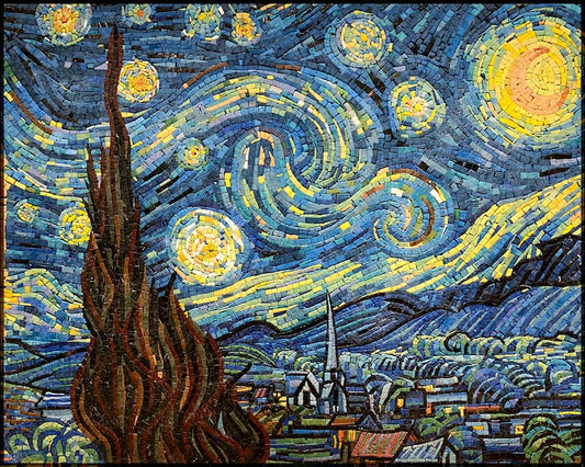 Van Gogh's Starry Night Reimagined in Mosaic Splendor | Landscape Mosaics | iMosaicArt