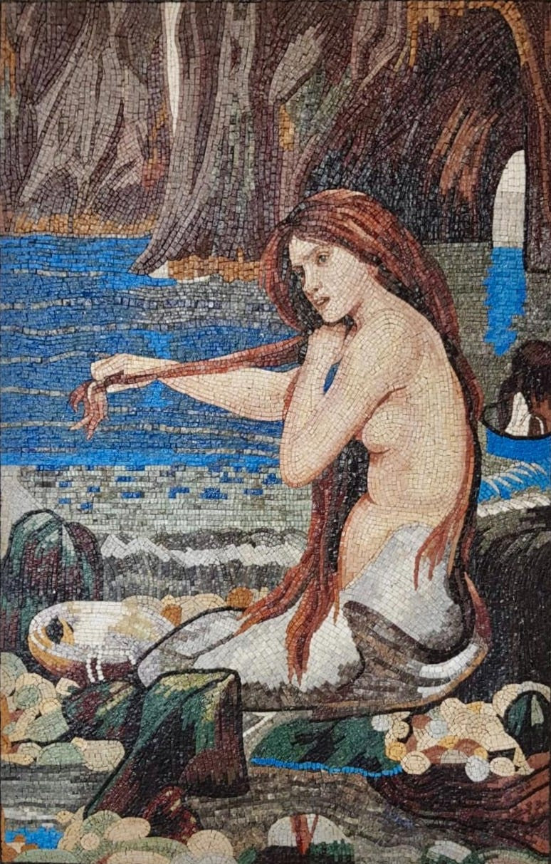 Mermaid by the Sea Mosaic Art