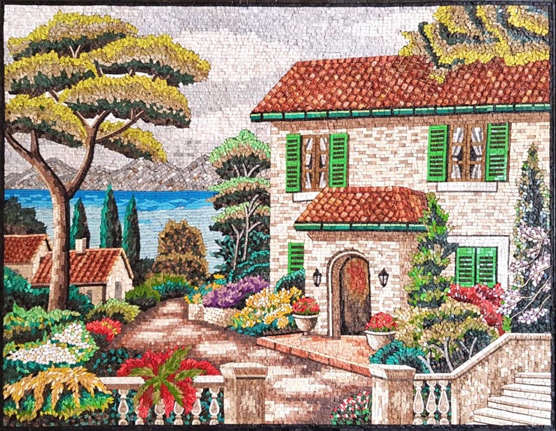 Mediterranean Villa Garden Mosaic Art