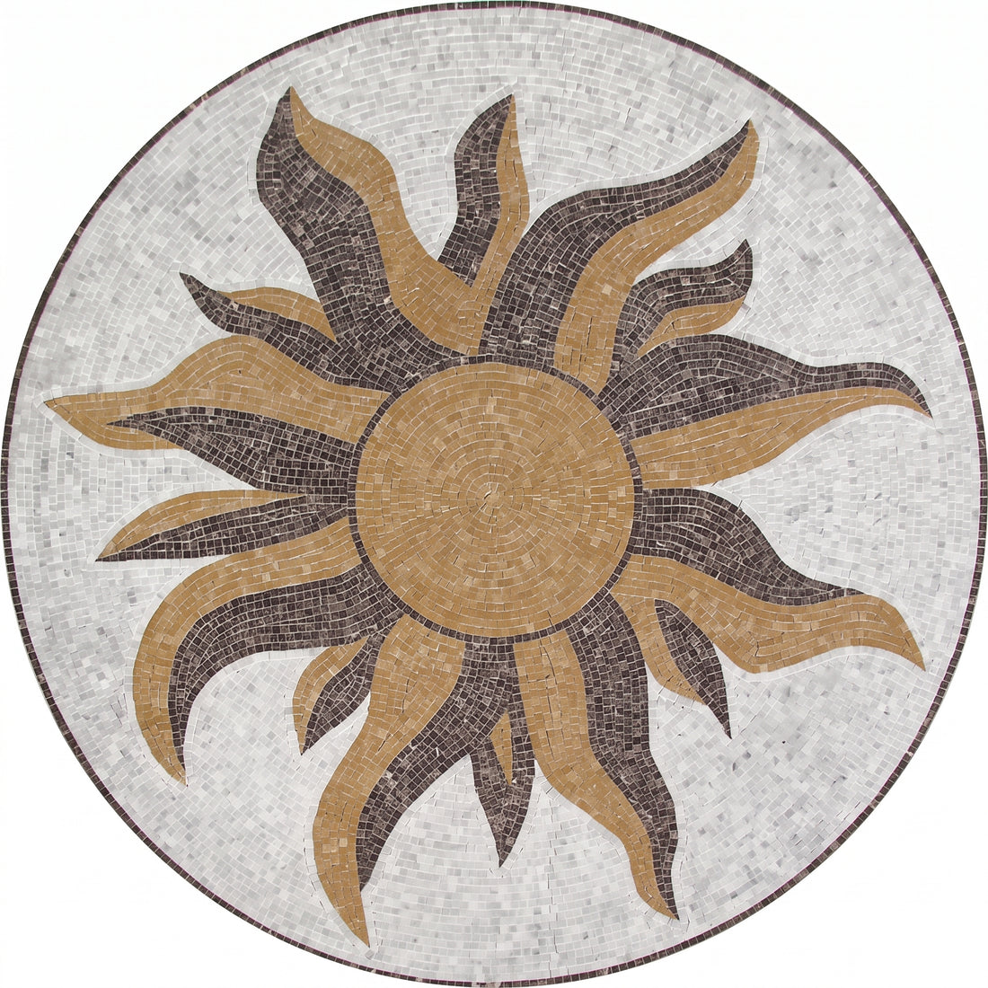 Radiant Sun Medallion Marble Mosaic Art