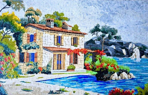 Seaside Villa with Pool Mosaic Art