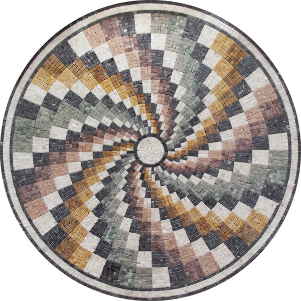 Terrazzo Sunburst Medallion Marble Mosaic Art