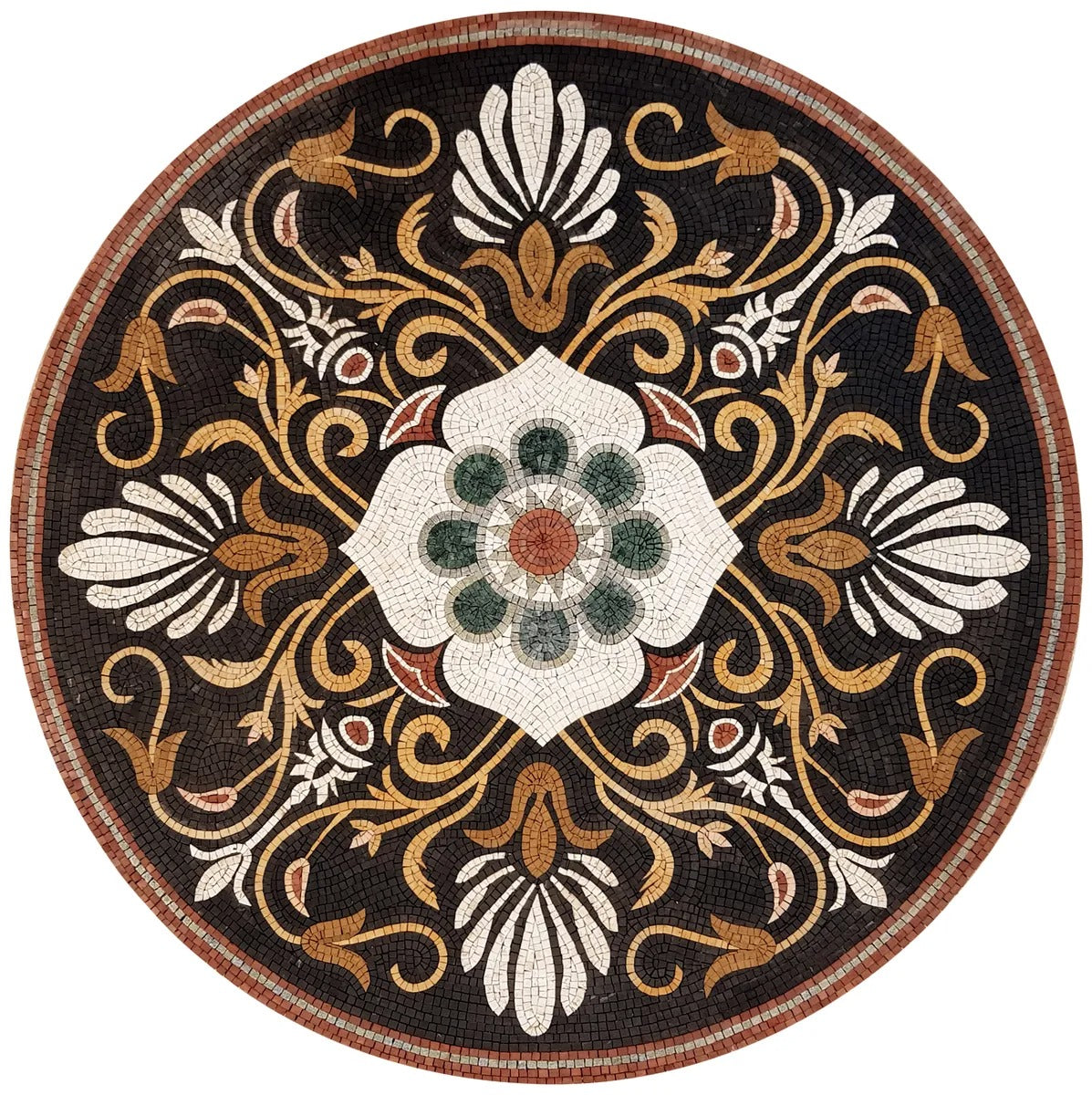 Circular Floral Medallion Mosaic | Flower Mosaics | iMosaicArt
