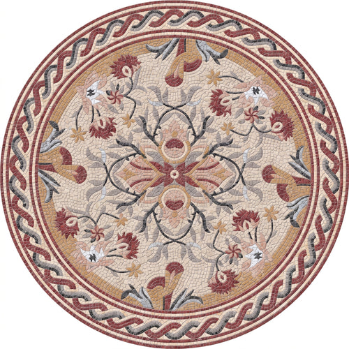 Carnation Garland Medallion Marble Mosaic Art