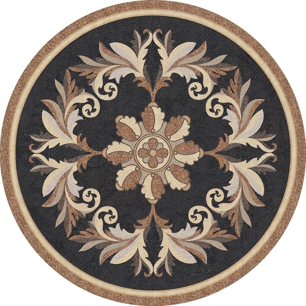 Onyx Acanthus Leaf Medallion Marble Mosaic Art