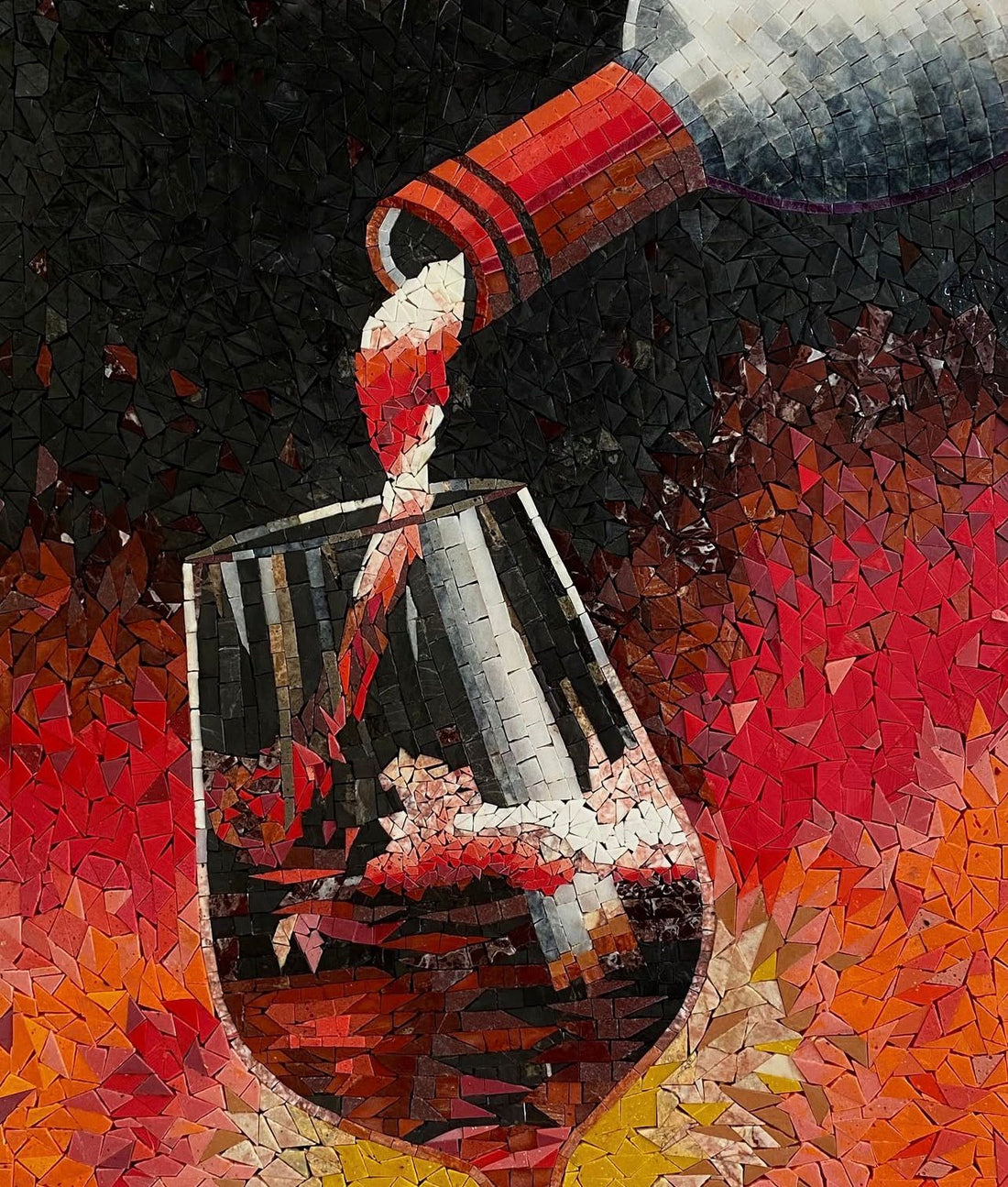 Pouring Red Wine Mosaic Art