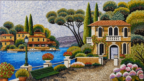 Lakeside Villa Landscape Mosaic Art