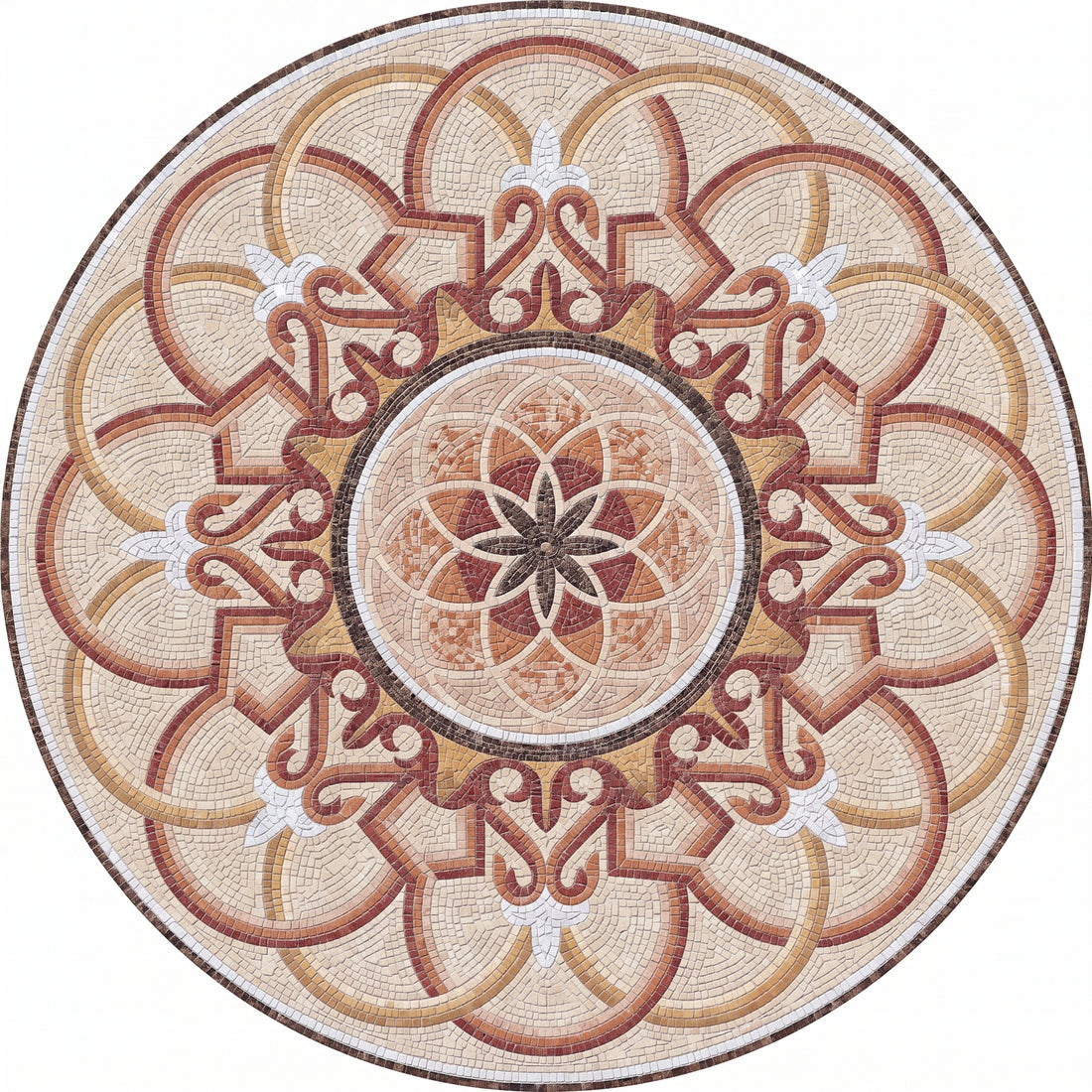 Andalusian Arabesque Medallion Marble Mosaic Art