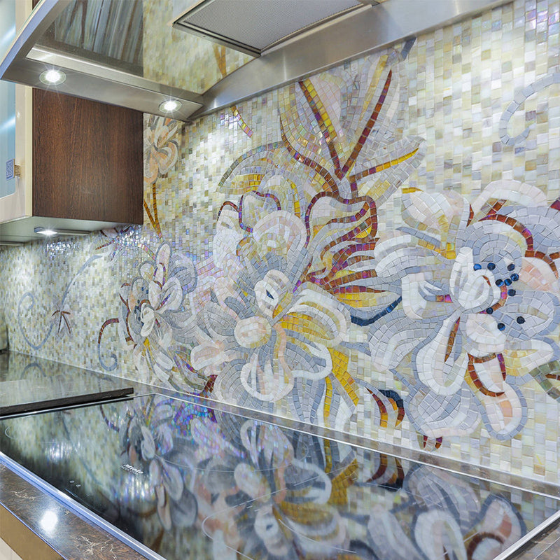 Mosaic tile backsplash