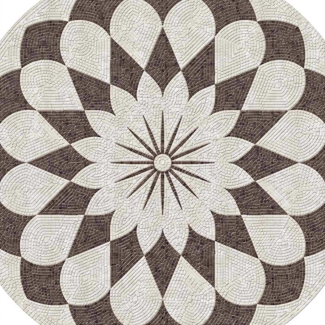 Petal Bloom Mandala Medallion Marble Mosaic Art