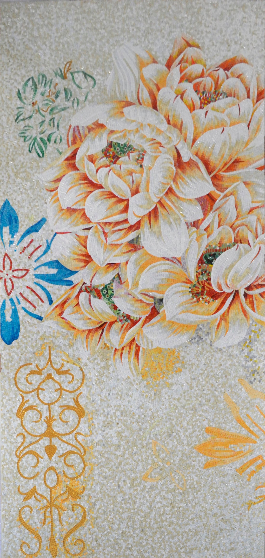 White Chrysanthemum Blossom Mosaic Art