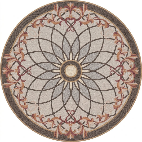 Woven Lattice Rosette Medallion Marble Mosaic Art