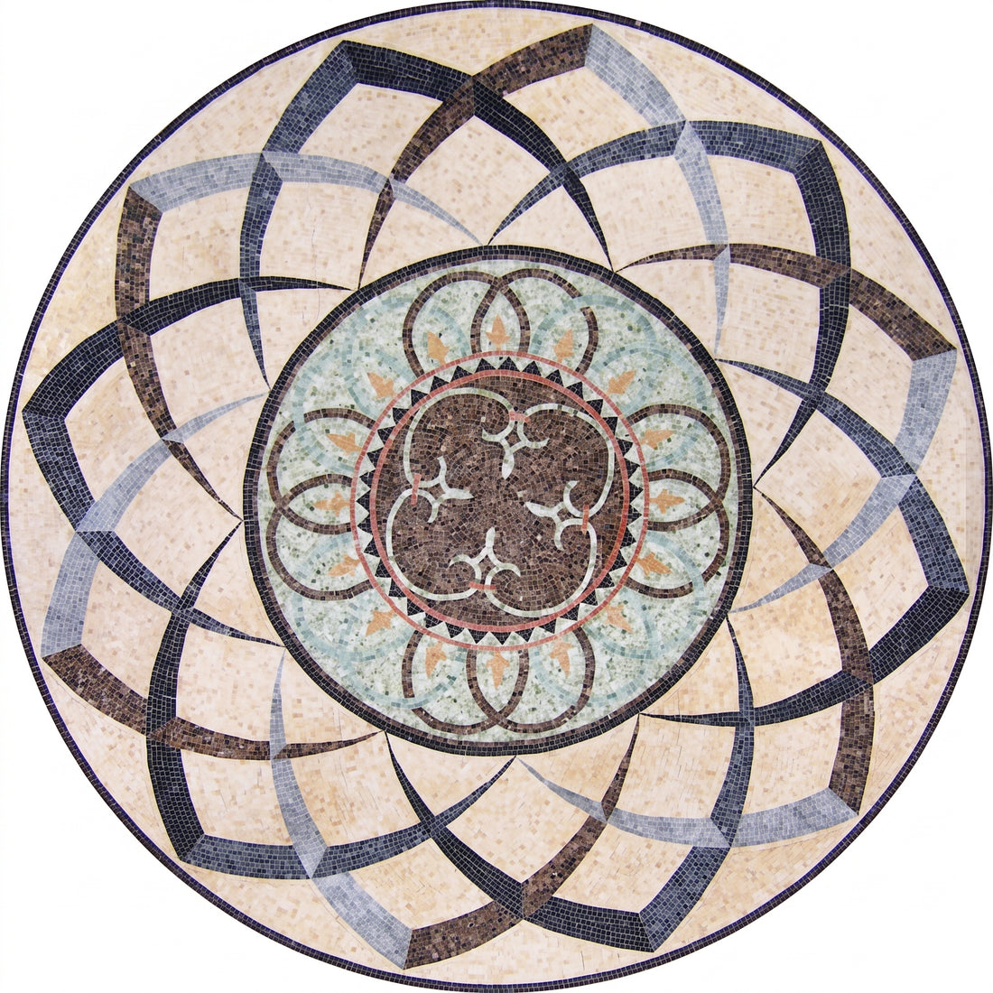 Interlocking Petals Mandala Medallion Marble Mosaic Art