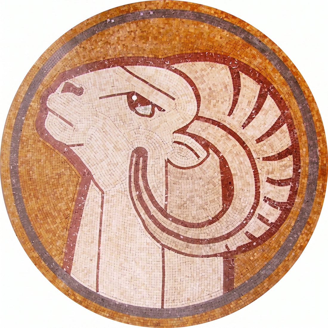 Ram Head Medallion Marble Mosaic Art