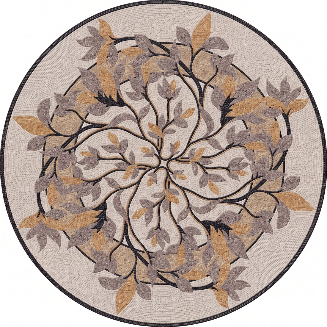 Tulip Vine Wreath Medallion Marble Mosaic Art