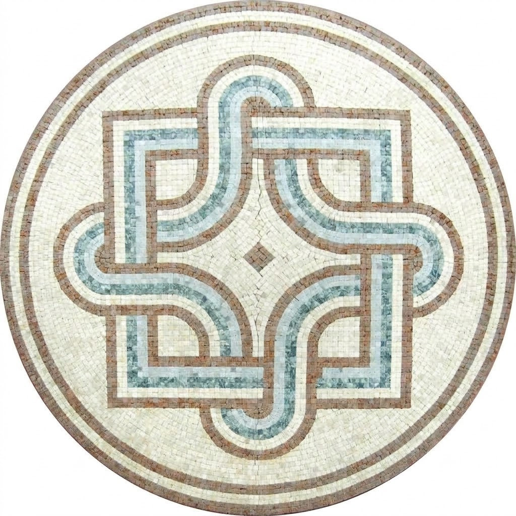Azure Knot Medallion Marble Mosaic Art
