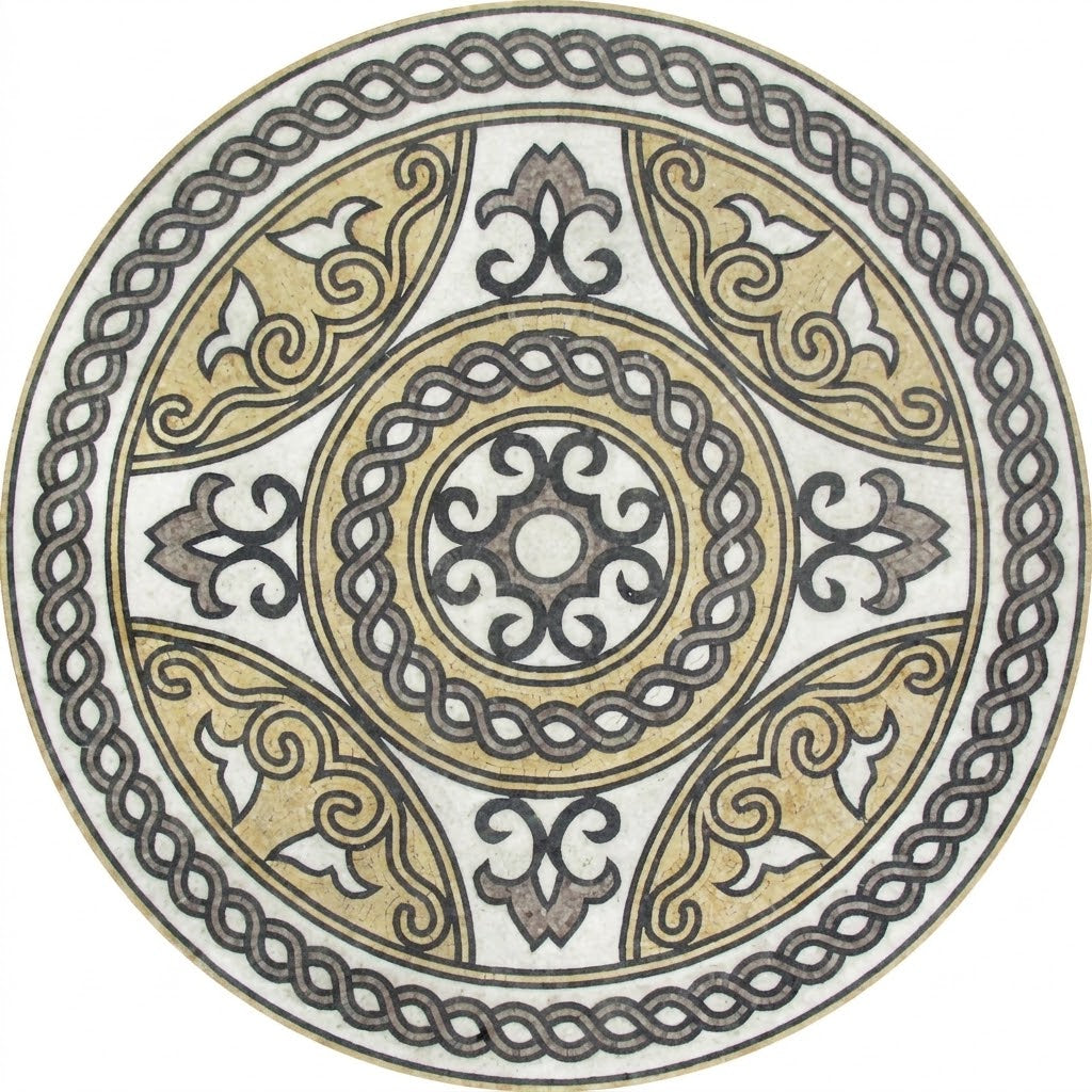 Roman Guilloche Medallion Marble Mosaic Art