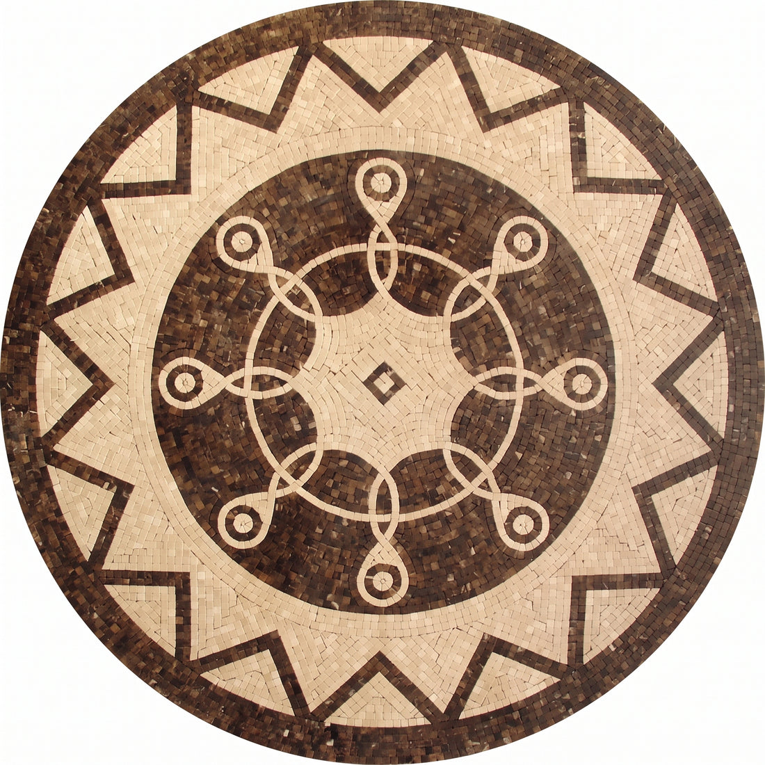 Ivory Celtic Star Knot Medallion Marble Mosaic Art