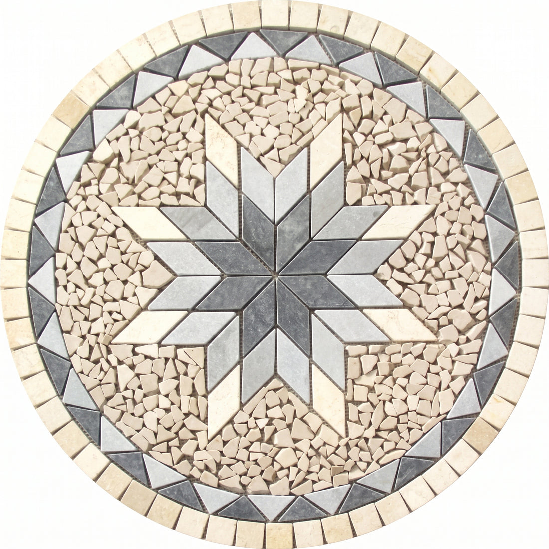 Nordic Star Pebble Medallion Marble Mosaic Art