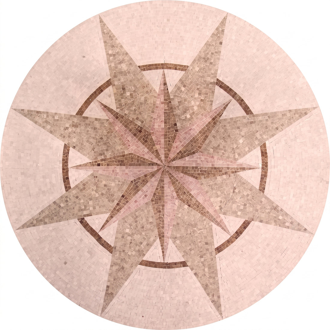 Blush Compass Star Medallion Marble Mosaic Art