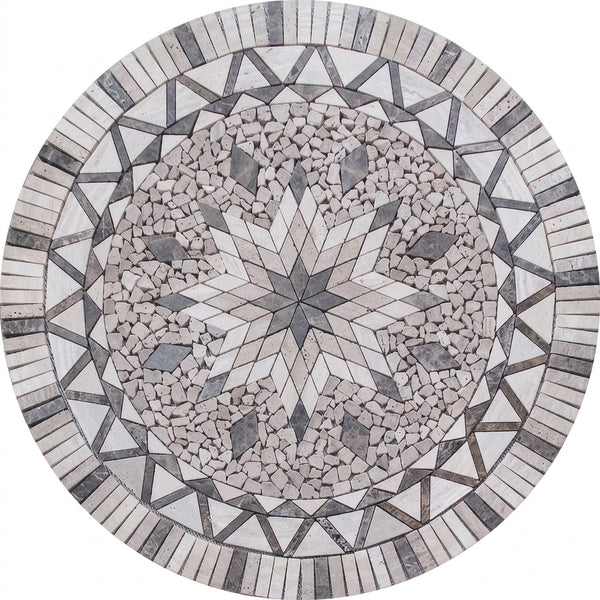 Gray Star Travertine Medallion Marble Mosaic Art