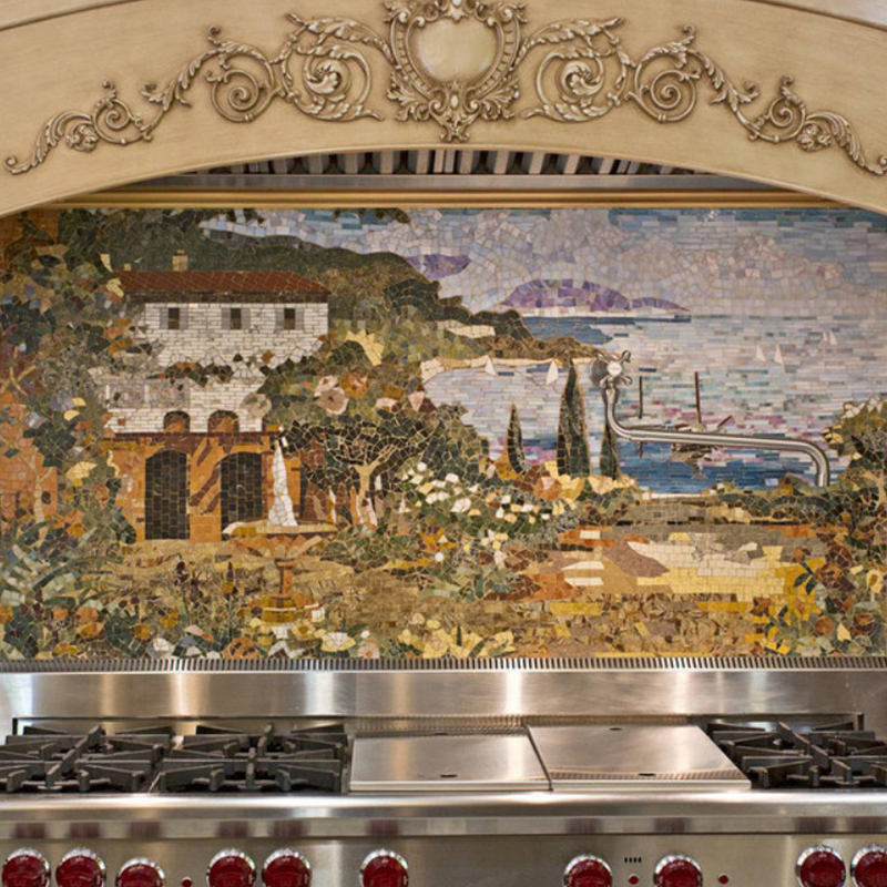 Handcrafted mosaic backsplash