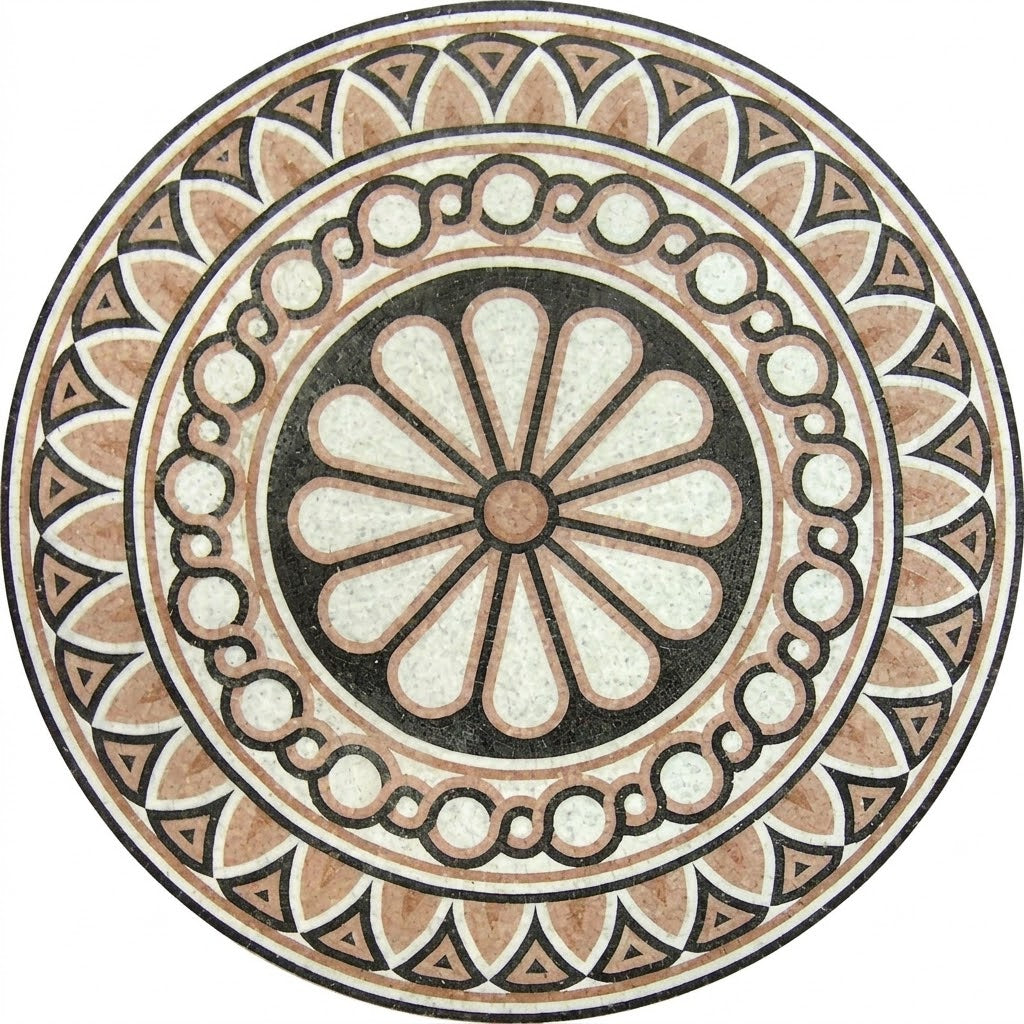 Ivory Daisy Bead Medallion Marble Mosaic Art